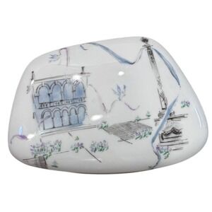 Rosenthal Germany Porcelain Cigarette Trinket Dish‎ Jewelry Box Scenic 1960's